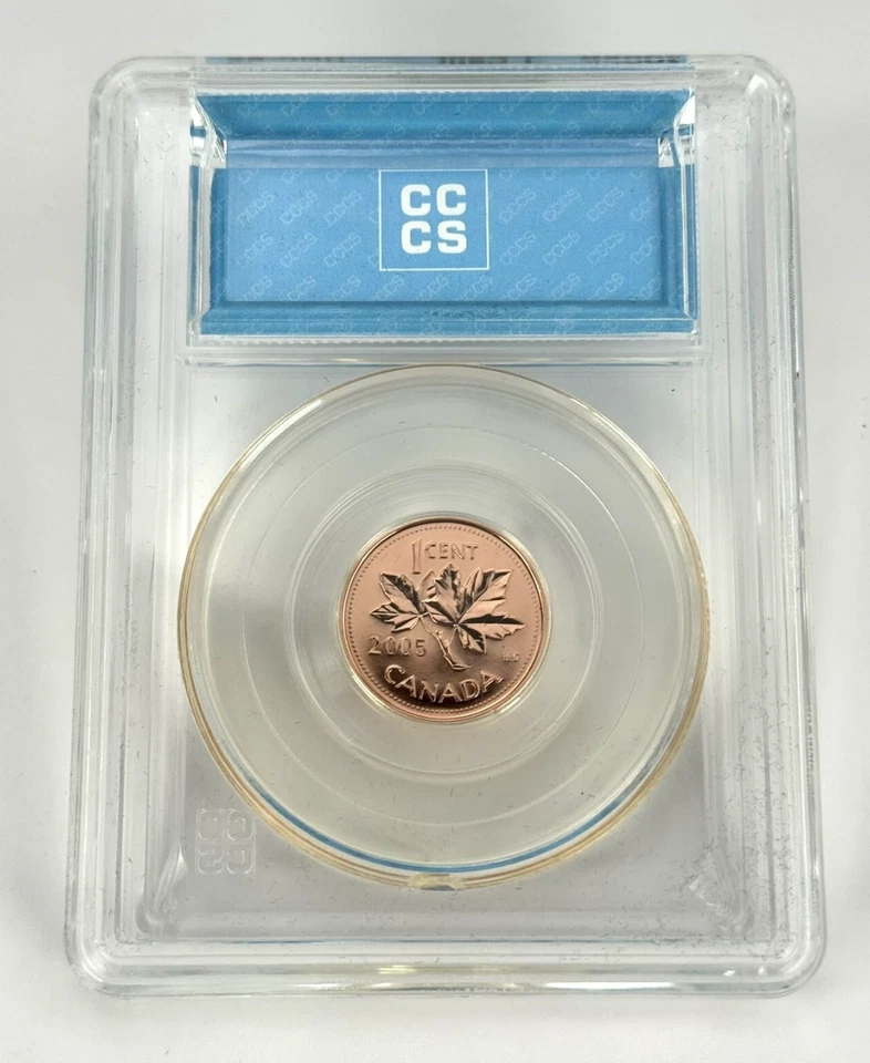 2005P Canada 1 Cent MINT ERROR, Wrong Planchet, Non Magnetic - CCCS GEM UNC66 - Image 2 of 2