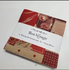 French General Fabric Bon Voyage 5" Charm Pack Moda OOP Sew Quilt Craft Square