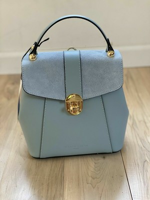pale blue suede clutch bolsa