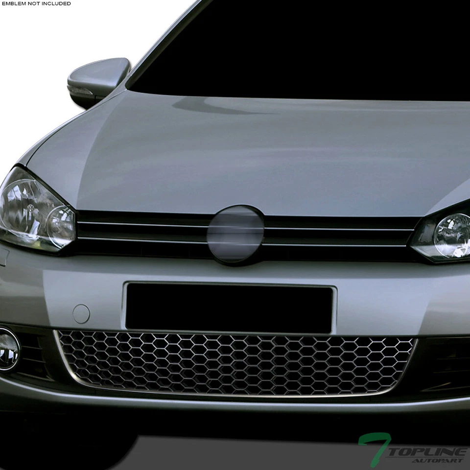 Topline For 2010-2014 VW Golf Mk6 Honeycomb Mesh Lower Bumper Grill Grille - Blk Foto 2 de 4