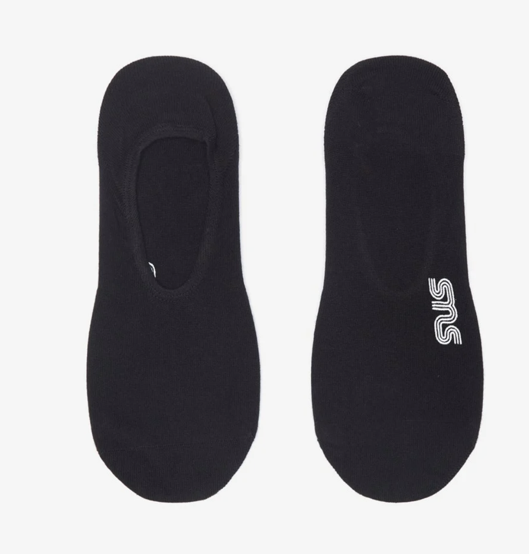 Sneakersnstuff Unisex No Show Socks 2-Pack Black Size 5-9 SNS Logo Low Cut Invisible-image