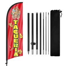Taqueria Feather Flag 8FT Banner with Pole and Stake for Taqueria Business