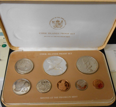 1976 PROOF -COOK ISLANDS PROOF SET - FRANKLIN MINT 8 COIN SET COA