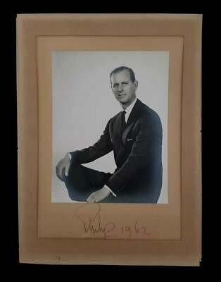 Rare Prince Philip Signed Royal Presentation Photo Royalty Document Elizabeth II