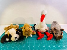 Ty Beanie Babies Lot Of 4 Stilts Paul Walrus Spike Rhinoceros Bernie Dog