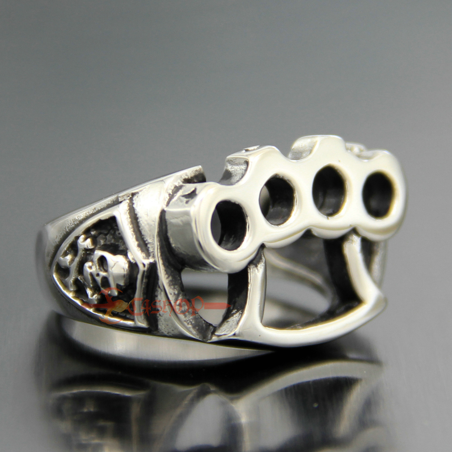 Mens Brass Knuckles Dusters Skull 316L Stainless Steel Biker Ring knuckledusters eBay