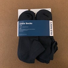 Old Navy Kids Large Shoe Size Youth 3-5 Black Go-Dry Ankle Socks 7-Pack NWT