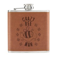 Crazy Biene Mann Stars 170Ml Pu-Leder Flachmann Hellbraun Tier Vatertag Lustig