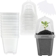 EBaokuup 10PCS 3" Clear Nursery Pots with Humidity Domes & Labels for Plants