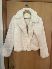 Blank NYC White Ribbed Faux Fur Jacket Size M.