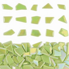 Youway Style Iridescent Glass Mosaic Tiles for Crafts Bulk,200g 200g, Green