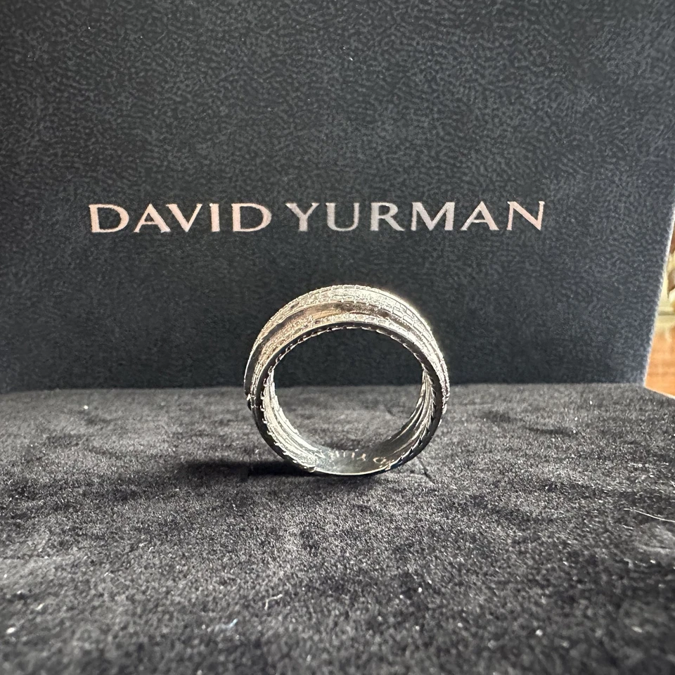 Anillo David Yurman Diamante Plata de Ley Cable Retorcido Talla 8 Foto 2 de 4
