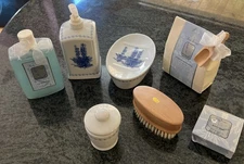 Vintage Body Therapy Lavender Bathroom 9 piece set. Soap, Bath Soak, lotion pump