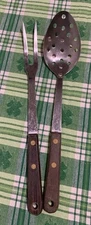 ❤️Vintage 2pc Robinson Knife Co Stainless USA Serving Pot Fork & Pierced Spoon