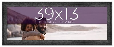39x13 Frame Black Real Wood Picture Frame Width 1.5 inches | Interior Frame Dept