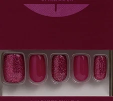 Red Aspen Press On Short Squoval Acrylic Pink Shiny Glitter Creative Caterina🩷