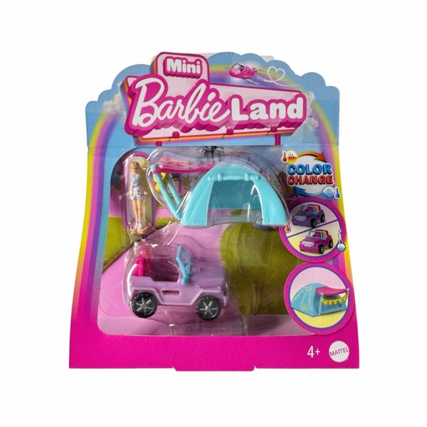 Mini Barbie Barbieland Fahrzeug & Zelt Mit Mini Barbie Figur Spielset (HYF38)-image