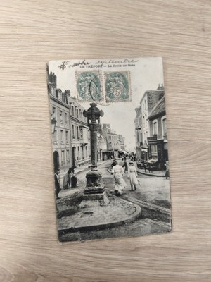 Alte Postkarte Le Tréport La Croix de Grès CPA Briefmarken 5c Frankreich