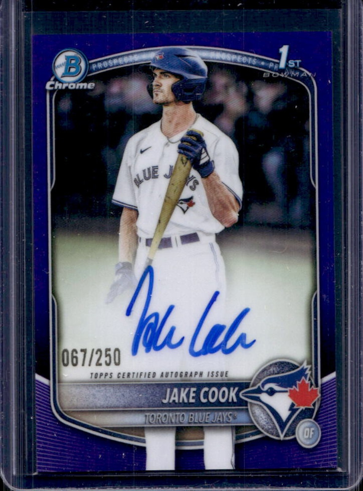 2025 Bowman Draft Jake Cook Chrome Auto Purple Refractor 1st #/250 Blue Jays