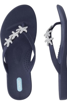 EUC Oka-B Ryann Flip Flop beach themed sandal w crystal-encrusted starfish charm