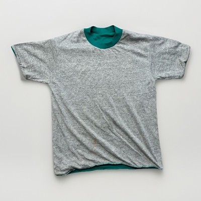 Vintage Jerzees Reversible T Shirt Boys L Teal Grey 80s USA Made
