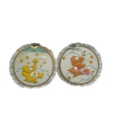 Vintage Care Bear Nursery Wall Decor Handmade 80s Set Of 2 RARE