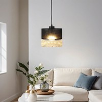 HäNgelampe Schwarz Braun Metall Stoff Moderne Pendel Leuchte Wohnzimmer Esstisch