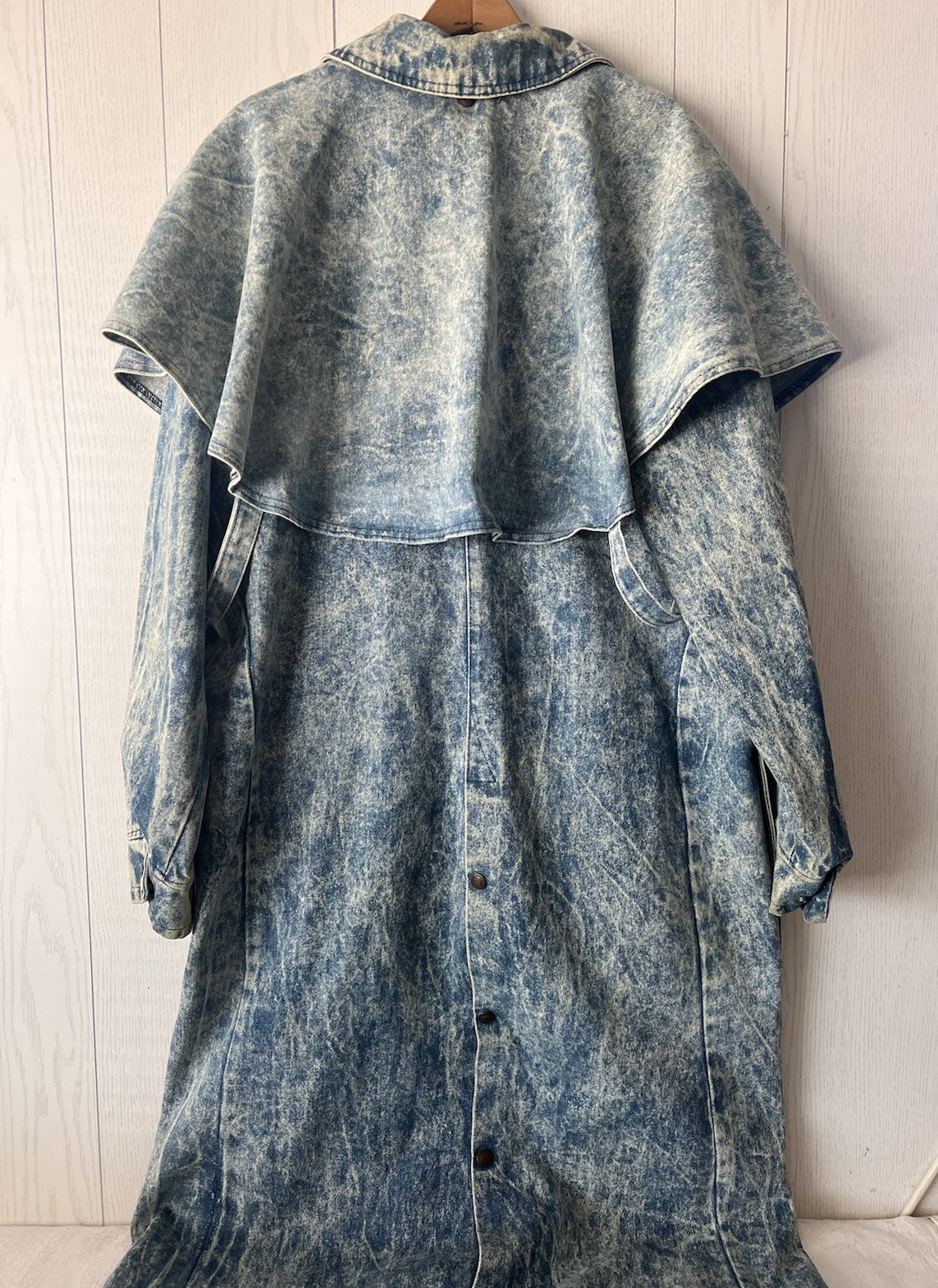 VTG 1980’s Saddlesmith Outfitters Action Denim Duster Acid Wash Coat Chore Ranch