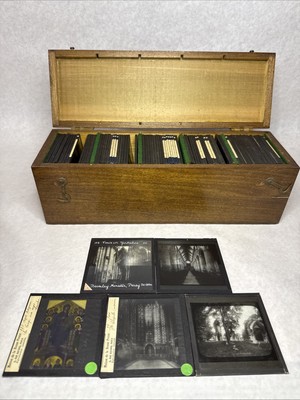 70 X Glass Slide History Maison de La Bonne Press w/ Durham Cathedral A11
