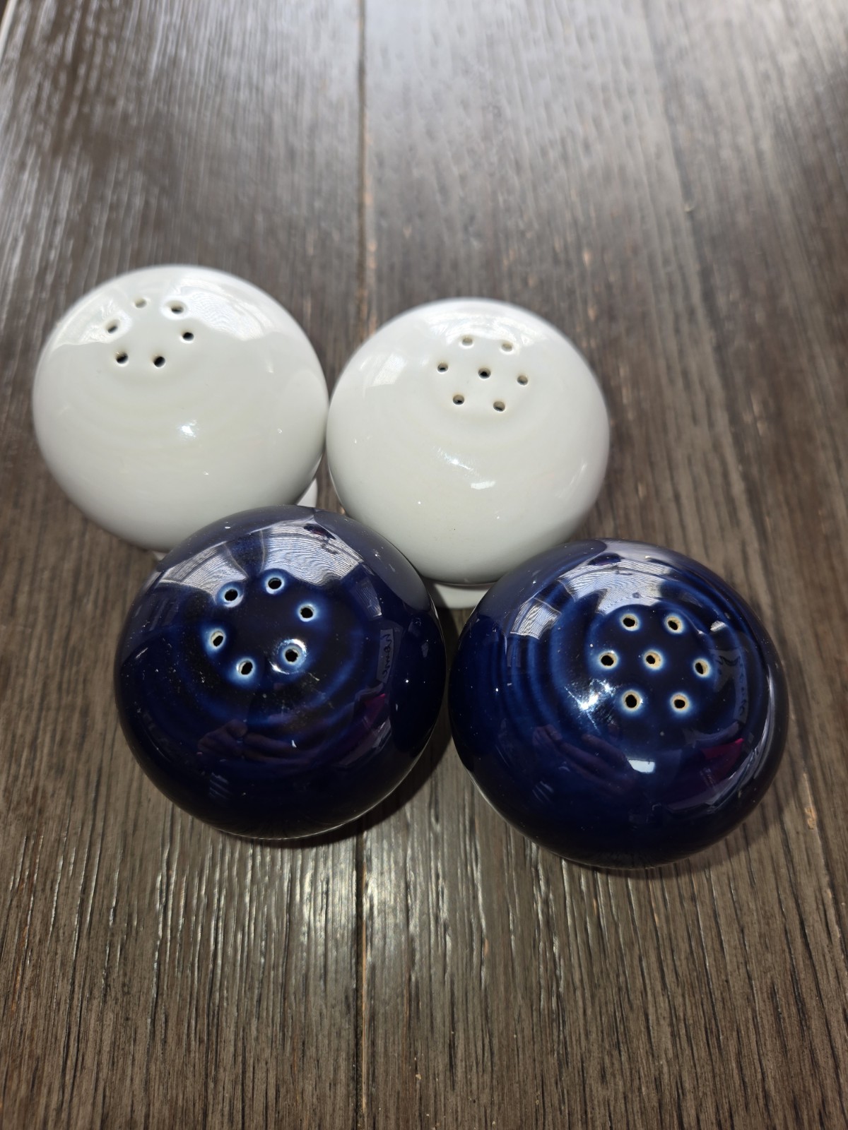 Fiestaware Salt And Pepper Shakers Lot Of 4 Shakers Cobalt/W