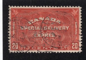 Canada 1932 20c henna brown Special Delivery, Scott E5 used, value = $17.50