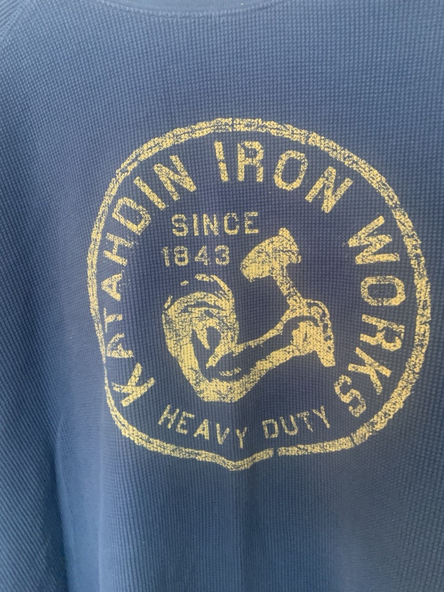 その他 Q LL Bean Katahdin Iron Works Waffle Thermal Crew 285390 Blue Men's