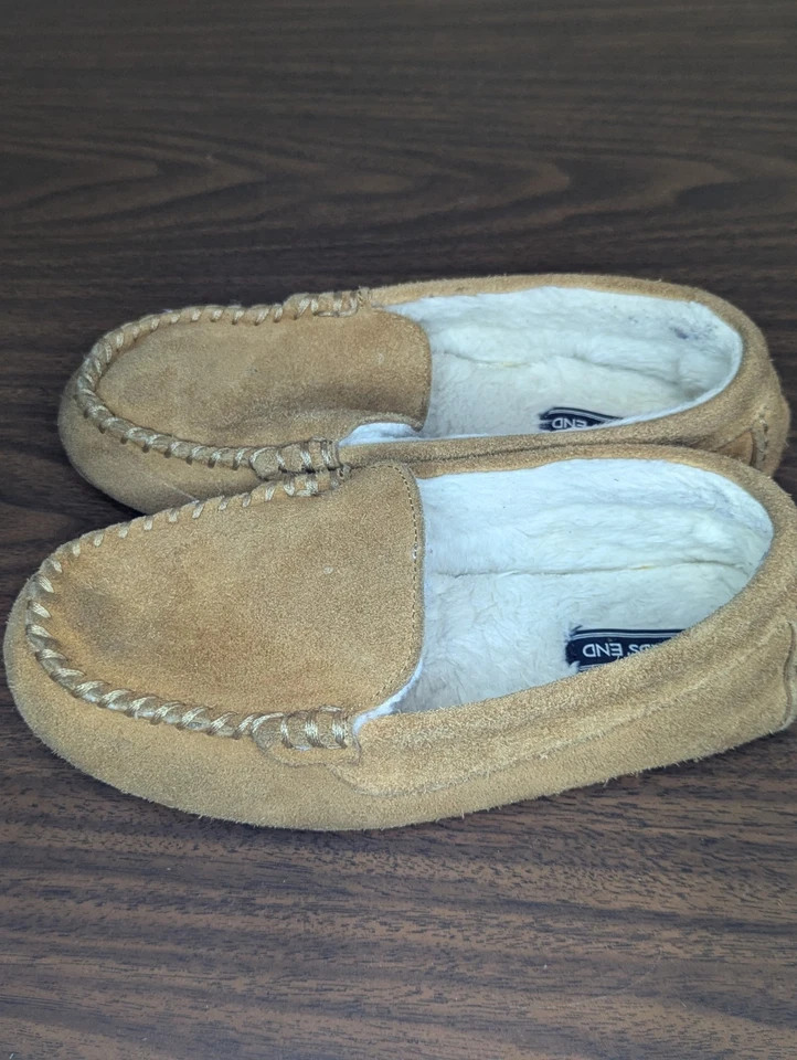Zapatilla mocasín de gamuza forrada difusa Lands' End para mujer. Talla 6. Foto 4 de 4