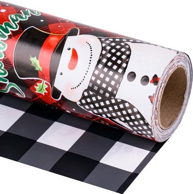 LeZakaa Christmas Wrapping Paper Mini Roll, Snowman 17 in x 32.8 Ft, 