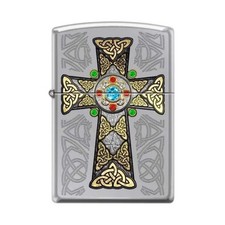 Zippo Celtic Cross Windproof Lighter, High Polish Chrome Finish, Made in USA