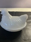 Vintage Hen On Nest Milk Glass