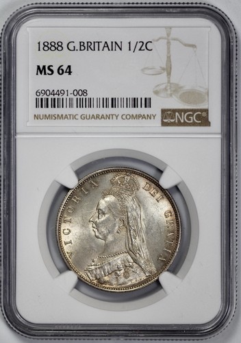 1888 Great Britain 1/2C Half Crown NGC MS 64