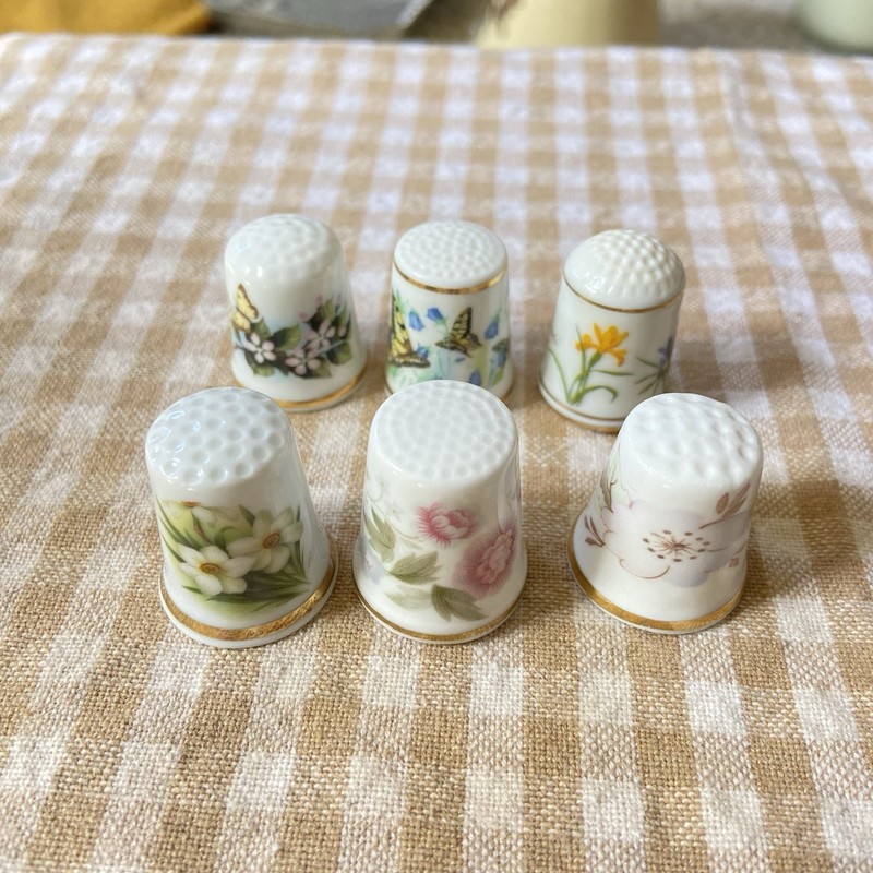 Flower/ Butterflies Porcelain Thimbles (W Germany, Stafford, Royal Sutherland..)