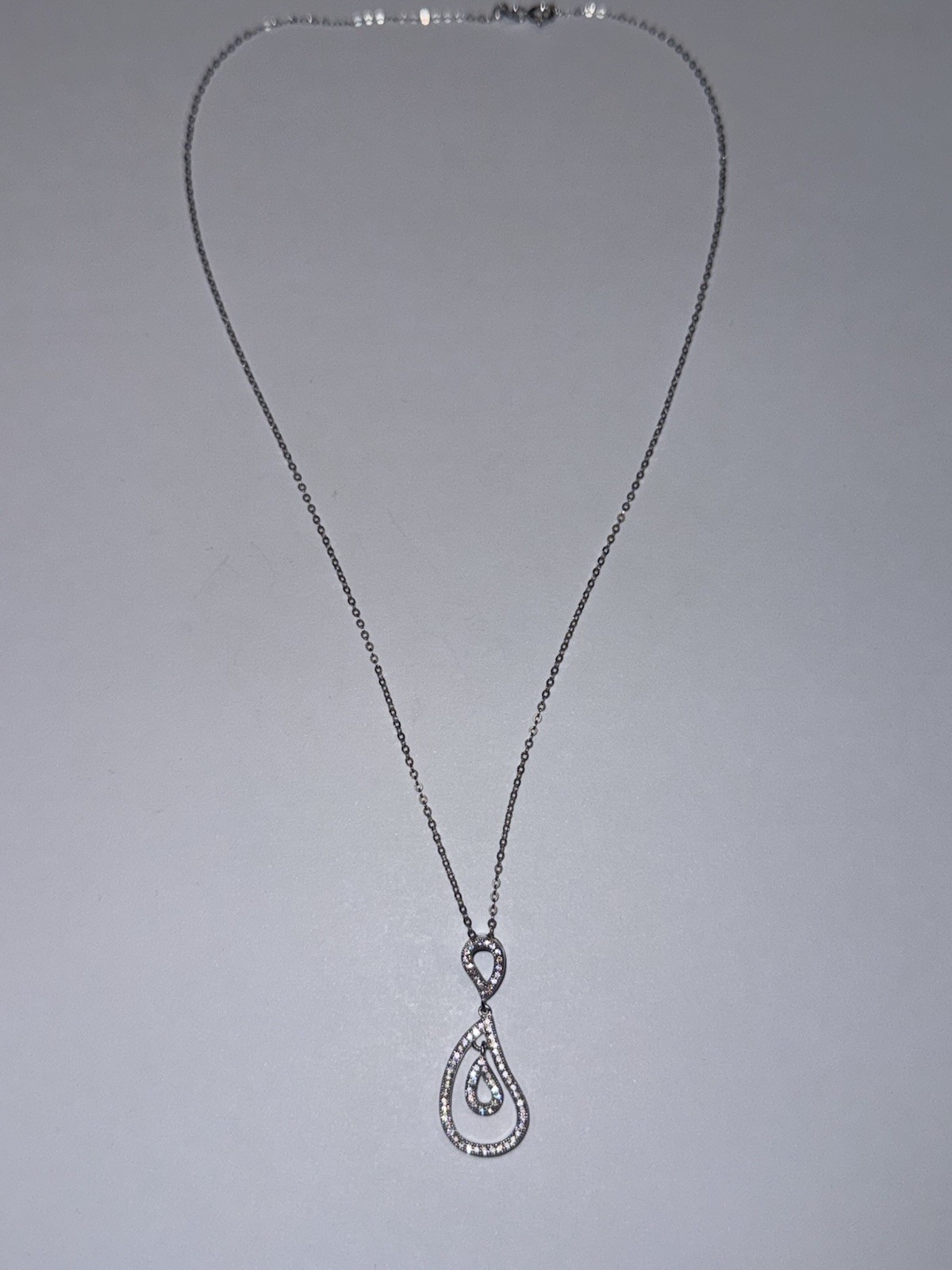 ESTATE Solid Sterling Silver Teardrop Gemstone Pe… - image 2