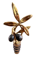 pMichael Arman Gold and Black Olive Branch Wine Stopper - EXC