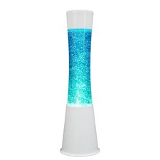 Zhrisezlava 16In Blue Glitter Lamp White Base Small Glitter Flow In Liquid
