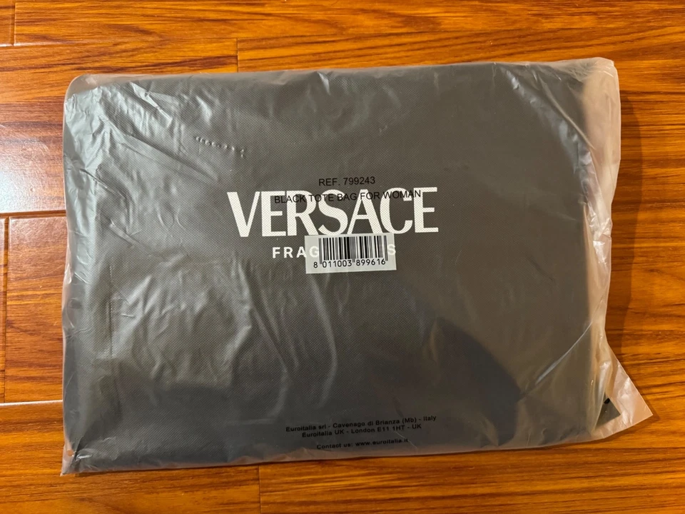Nova Bolsa Feminina Versace Parfum Fragrância Bolsa Tote Grande Ombro Zíper Preta - Imagem 2 de 3