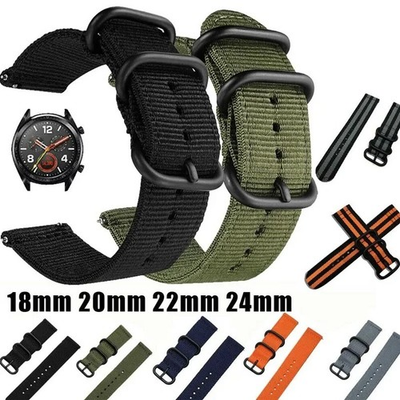 #ad 18mm 20mm 22mm Durable Military Woven Nylon Wrist Watch Band Quick Release Strap $4.99