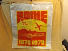 Plastic Shopping Bag with gold Pull-String Celebrating ROME, NEW YORK 1870-1970