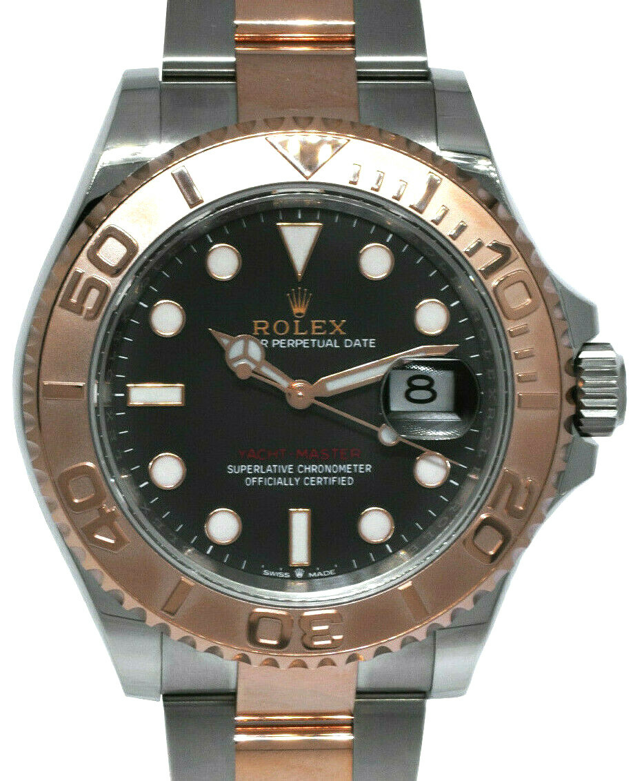 NOS Rolex Yacht-Master 40 18k Rose Gold/Steel Black Dial Watch B/P