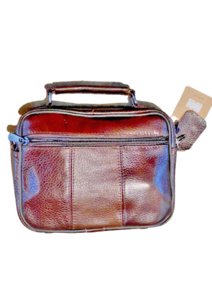 BAG MEN'S CROSSBODY HAND GENUINE LEATHER WITH CARRYING HANDLE BROWN