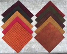 Charm Pack  ~ Snippets - Autumn ~  Hand Dyed Wool  (10)     5 " X 5" Squares