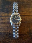 Seiko Ladies Day Date Black Dial Watch Fluted Bezel Womens 7N83-0041.New Battery