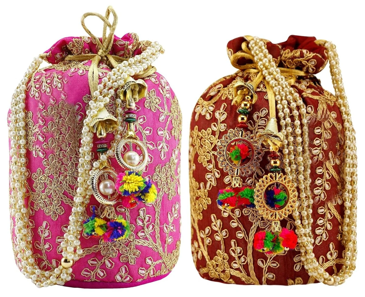 Women s Ethnic Designer Potli Bag Pouch for women and Girls Pack of 2