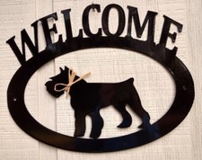 Schnauzer Handcrafted Metal Welcome Sign black silhouette Made in the USA